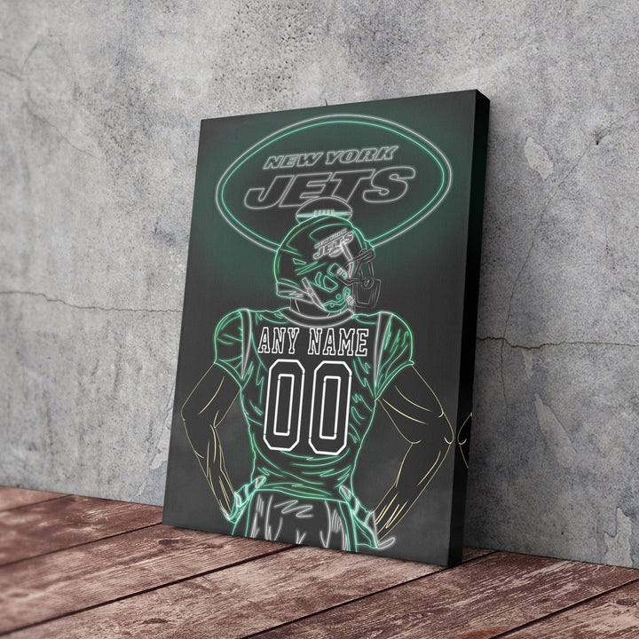 New York Jets Personalized Jersey Canvas | Neon Wall Art - CanvasNeon