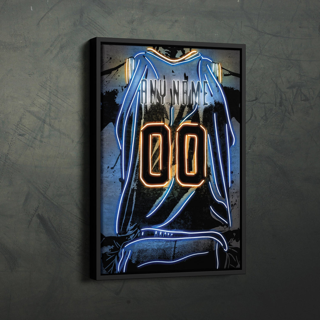 New York Knicks Custom Jersey Canvas | Neon Wall Art - CanvasNeon