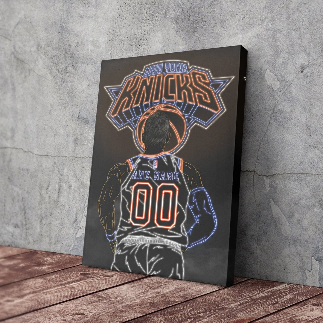 New York Knicks Personalized Jersey Canvas | Neon Wall Art - CanvasNeon