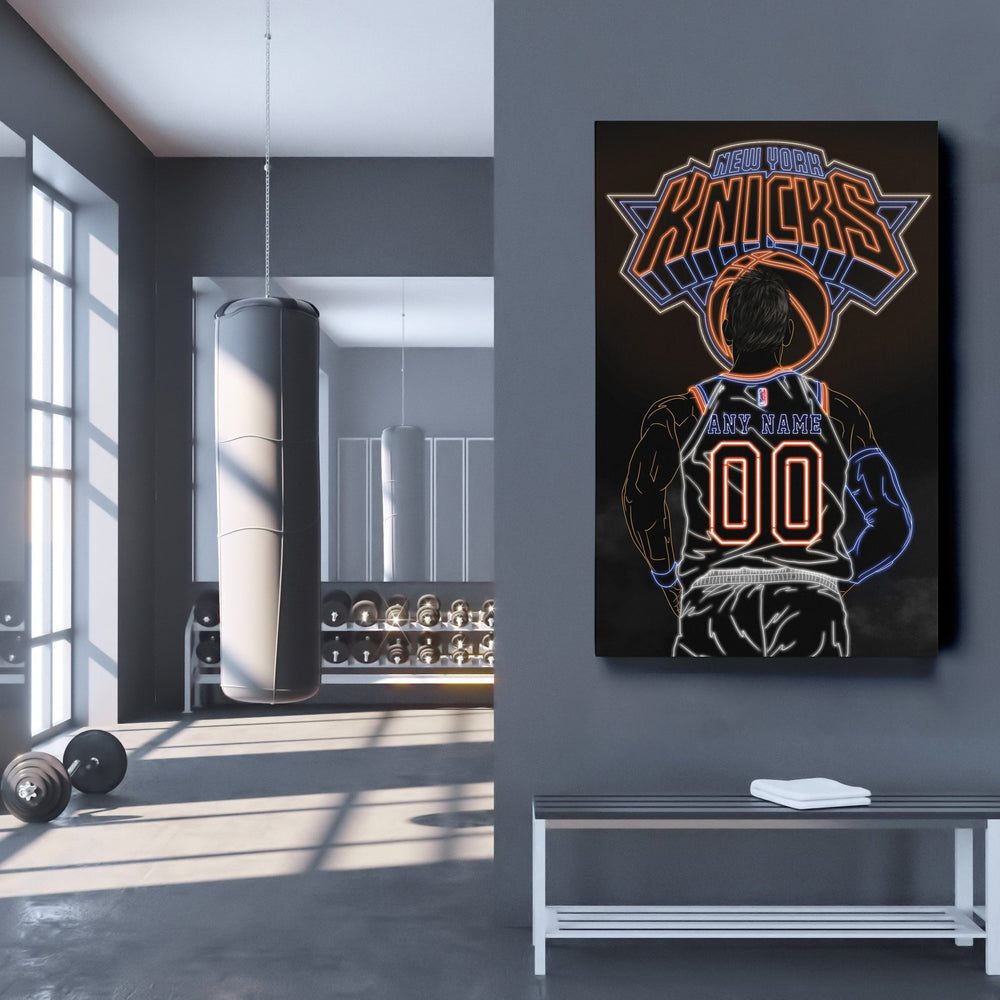 New York Knicks Personalized Jersey Canvas | Neon Wall Art - CanvasNeon