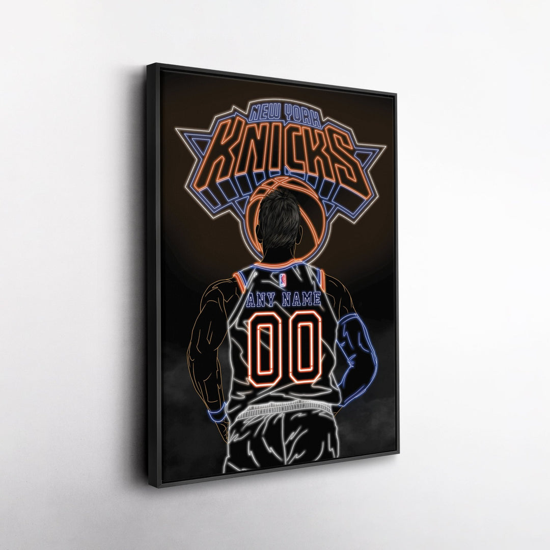 New York Knicks Personalized Jersey Canvas | Neon Wall Art - CanvasNeon