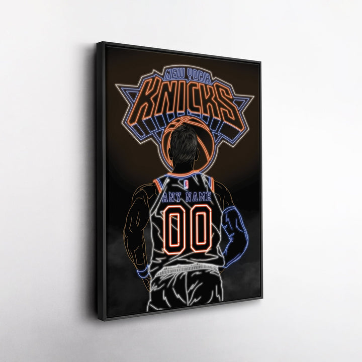 New York Knicks Personalized Jersey Canvas | Neon Wall Art - CanvasNeon