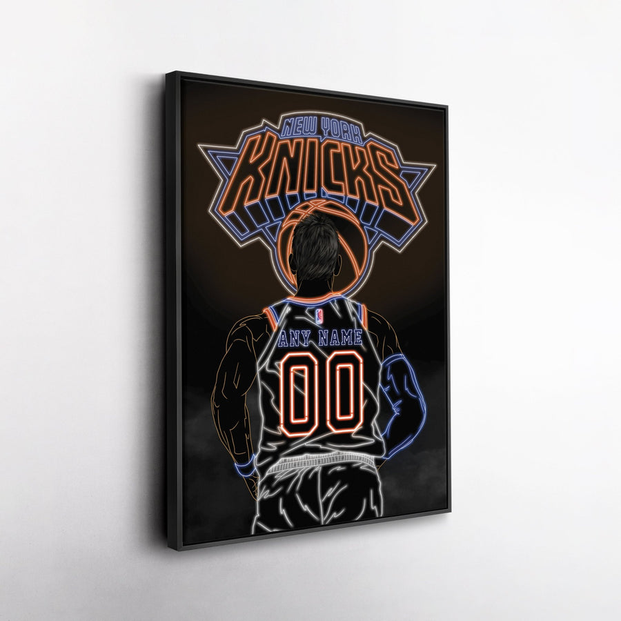 New York Knicks Personalized Jersey Canvas | Neon Wall Art - CanvasNeon