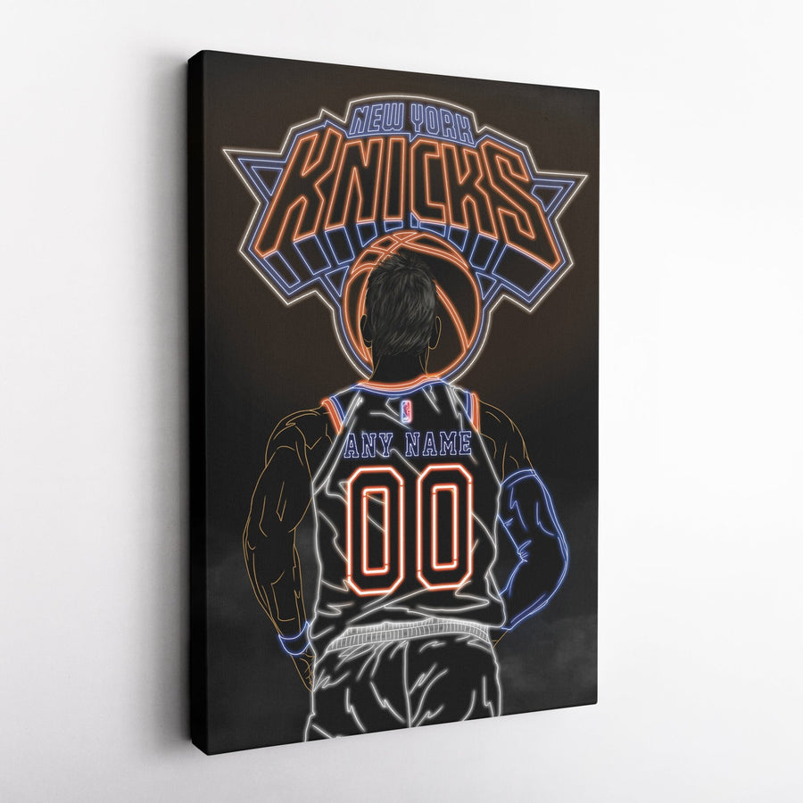 New York Knicks Personalized Jersey Canvas | Neon Wall Art - CanvasNeon