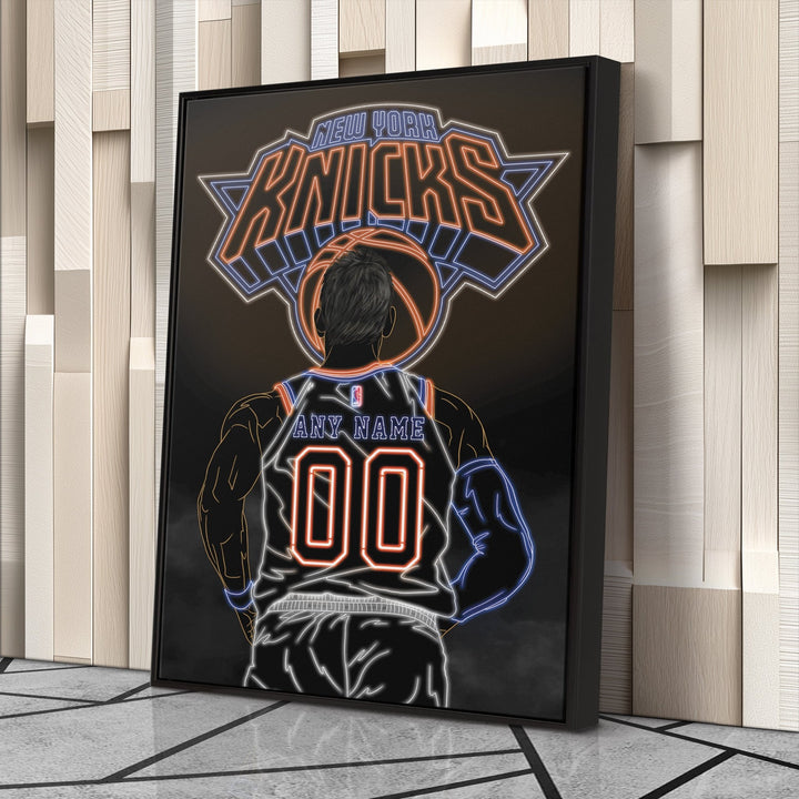 New York Knicks Personalized Jersey Canvas | Neon Wall Art - CanvasNeon