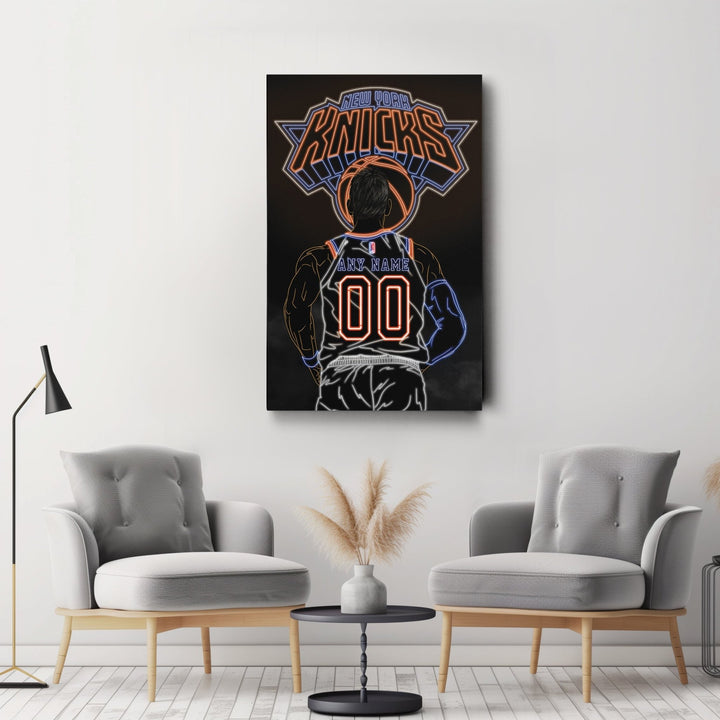 New York Knicks Personalized Jersey Canvas | Neon Wall Art - CanvasNeon