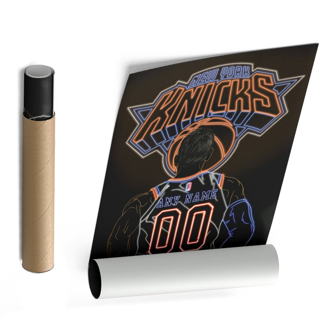 New York Knicks Personalized Jersey Canvas | Neon Wall Art - CanvasNeon