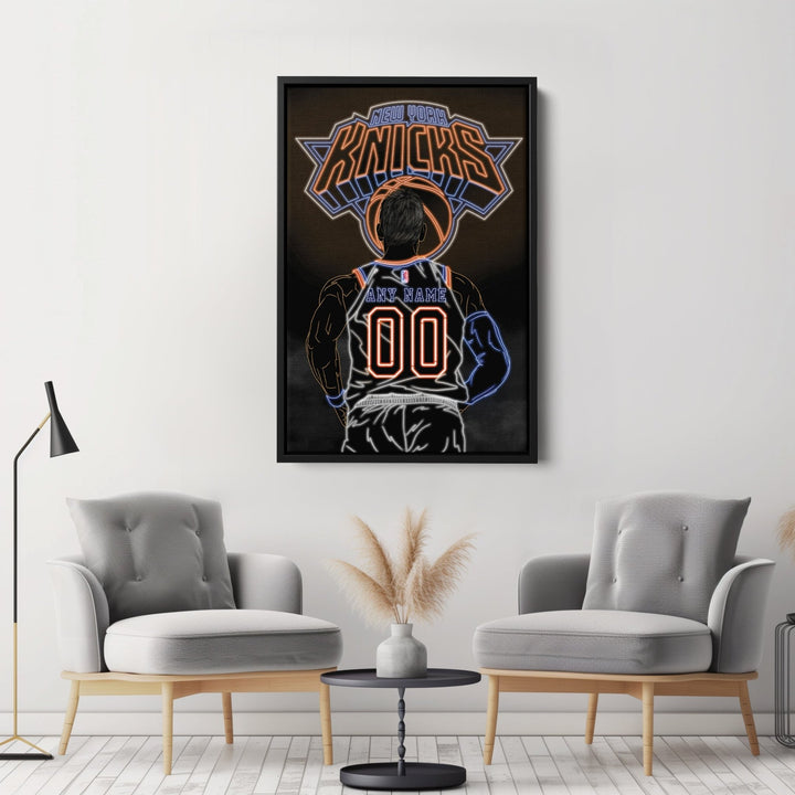 New York Knicks Personalized Jersey Canvas | Neon Wall Art - CanvasNeon