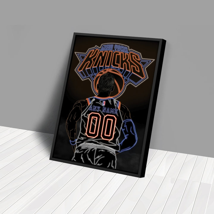 New York Knicks Personalized Jersey Canvas | Neon Wall Art - CanvasNeon