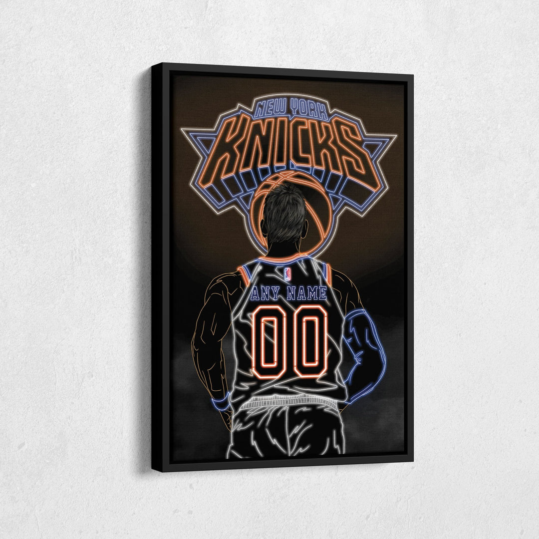 New York Knicks Personalized Jersey Canvas | Neon Wall Art - CanvasNeon