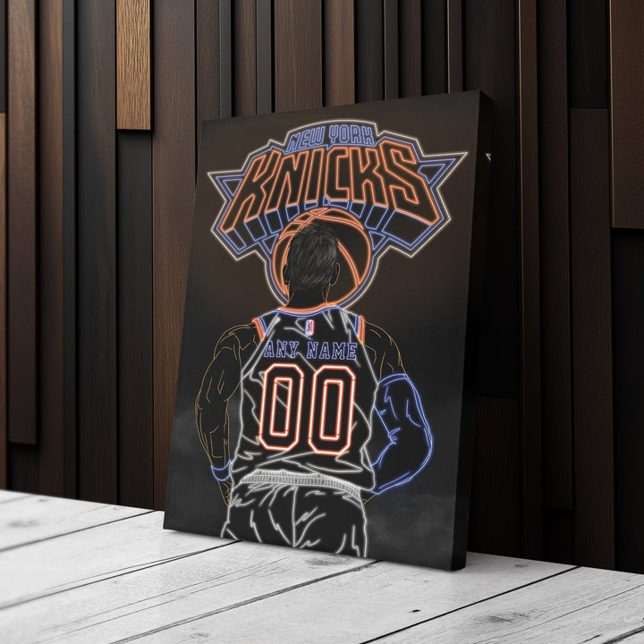 New York Knicks Personalized Jersey Canvas | Neon Wall Art - CanvasNeon