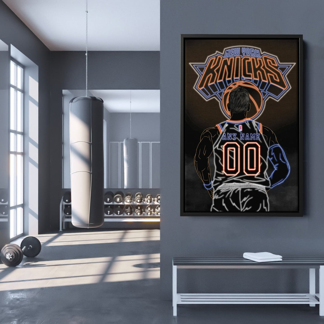 New York Knicks Personalized Jersey Canvas | Neon Wall Art - CanvasNeon