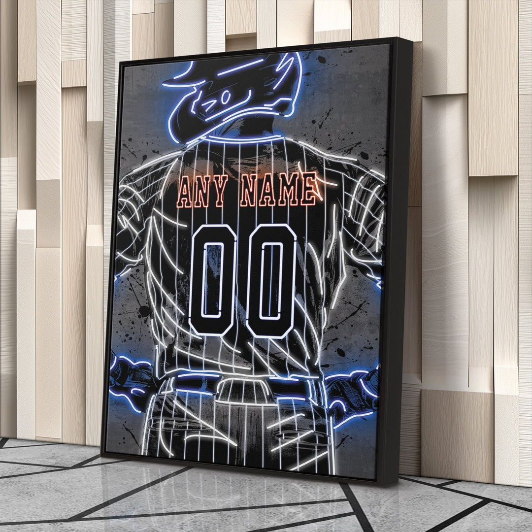 New York Mets Custom Jersey Canvas | Neon Wall Art - CanvasNeon