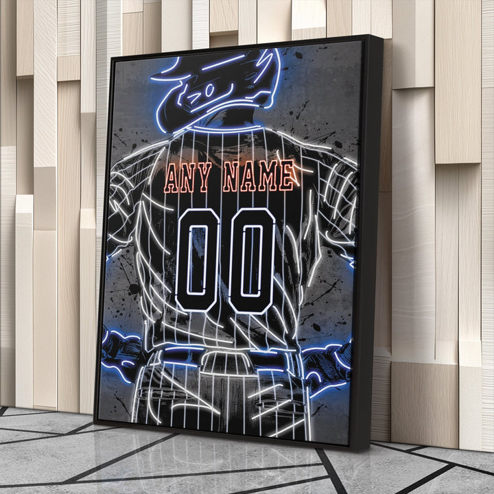 New York Mets Custom Jersey Canvas | Neon Wall Art - CanvasNeon