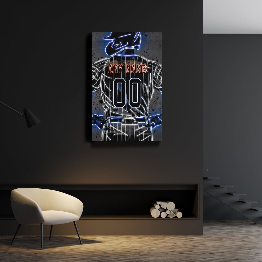 New York Mets Custom Jersey Canvas | Neon Wall Art - CanvasNeon