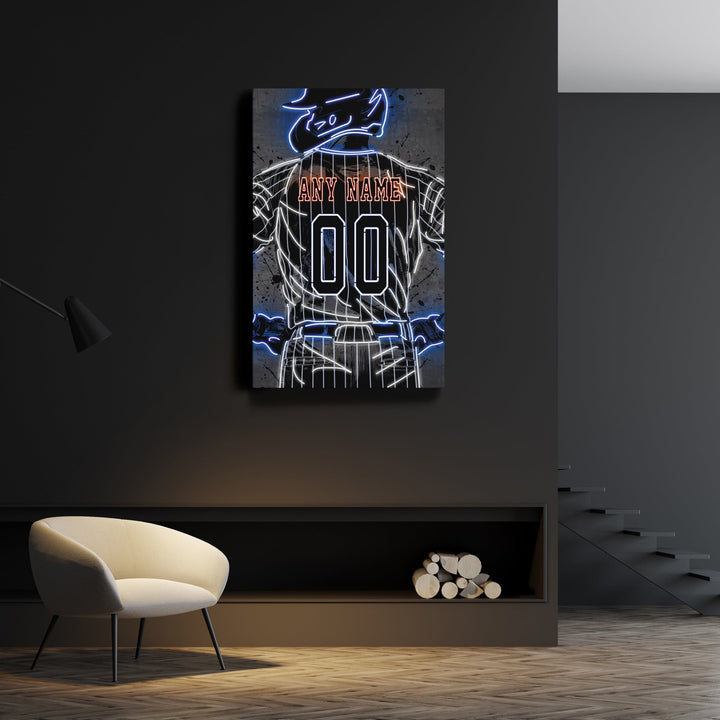 New York Mets Custom Jersey Canvas | Neon Wall Art - CanvasNeon
