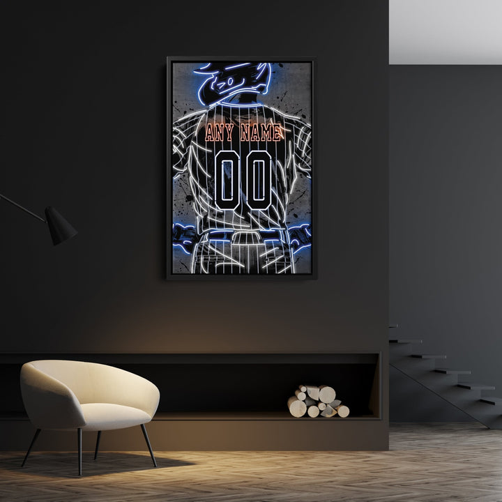 New York Mets Custom Jersey Canvas | Neon Wall Art - CanvasNeon