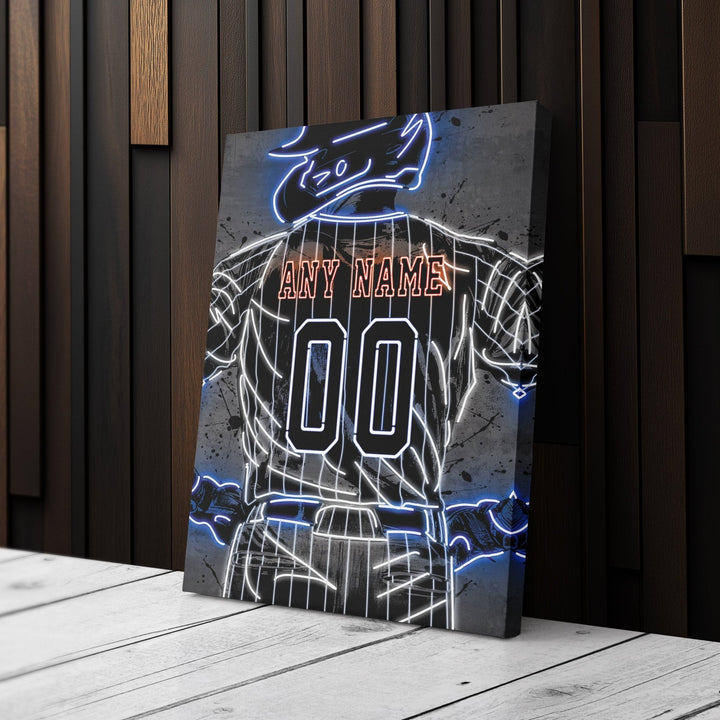 New York Mets Custom Jersey Canvas | Neon Wall Art - CanvasNeon