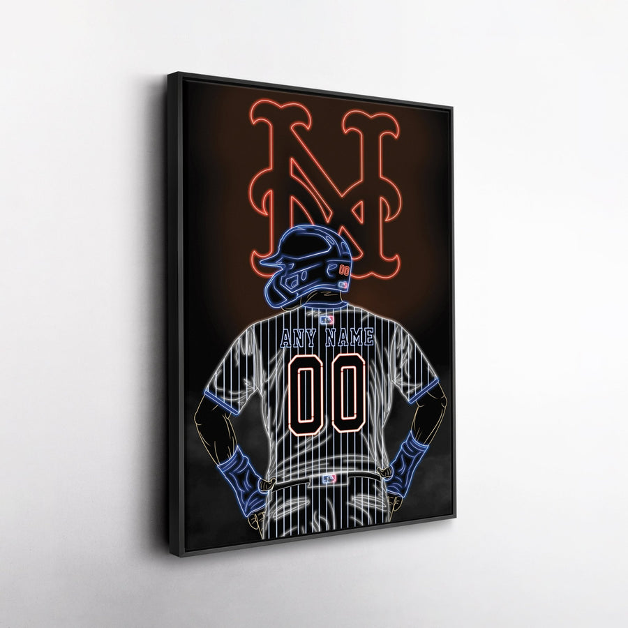 New York Mets Personalized Jersey Canvas | Neon Wall Art - CanvasNeon