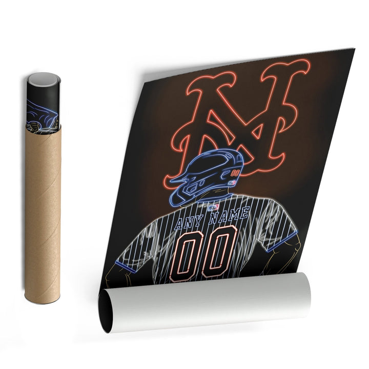 New York Mets Personalized Jersey Canvas | Neon Wall Art - CanvasNeon