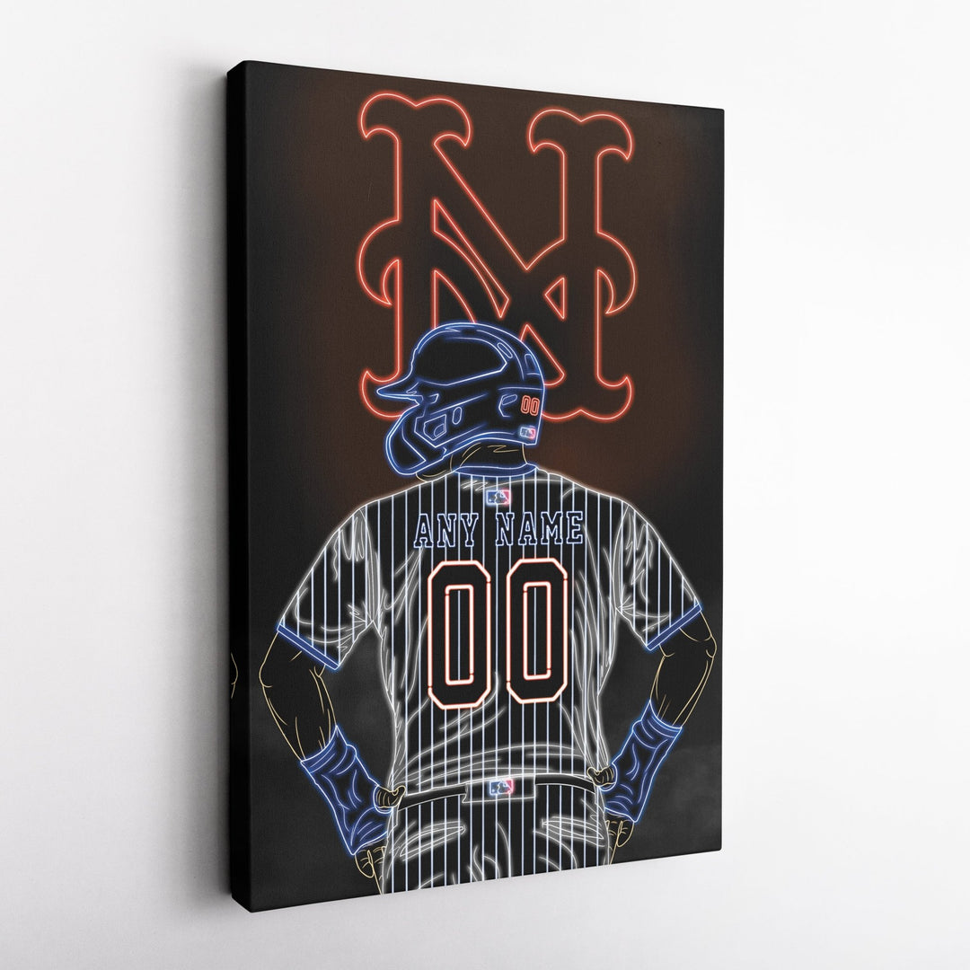 New York Mets Personalized Jersey Canvas | Neon Wall Art