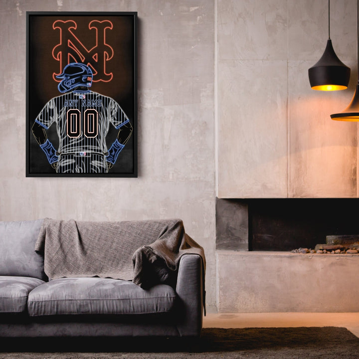 New York Mets Personalized Jersey Canvas | Neon Wall Art - CanvasNeon