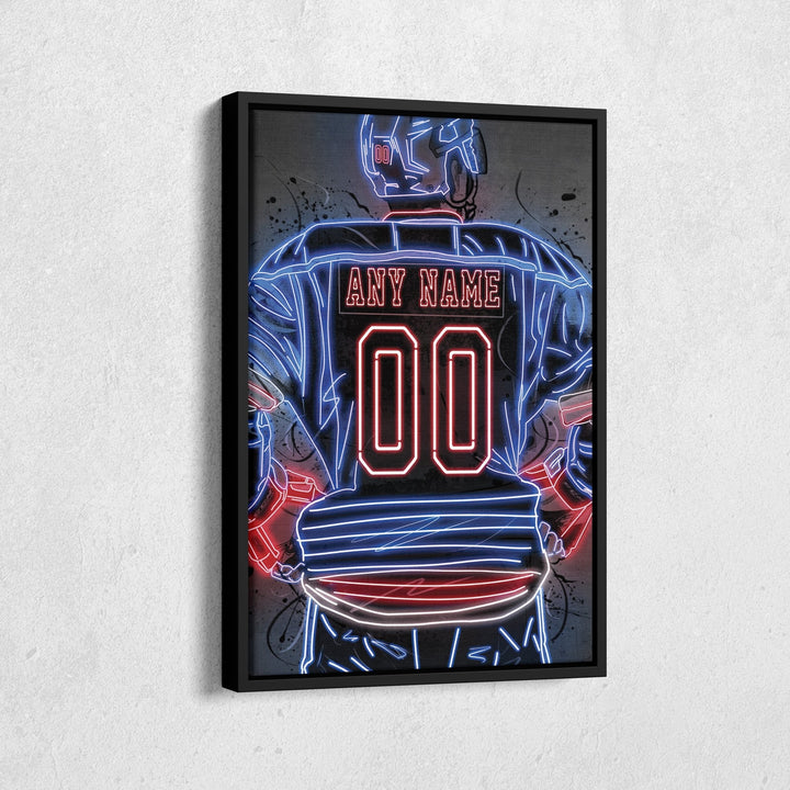 New York Rangers Custom Jersey Canvas | Neon Wall Art - CanvasNeon