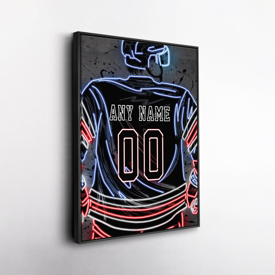 New York Rangers Custom Jersey Canvas | Neon Wall Art - CanvasNeon