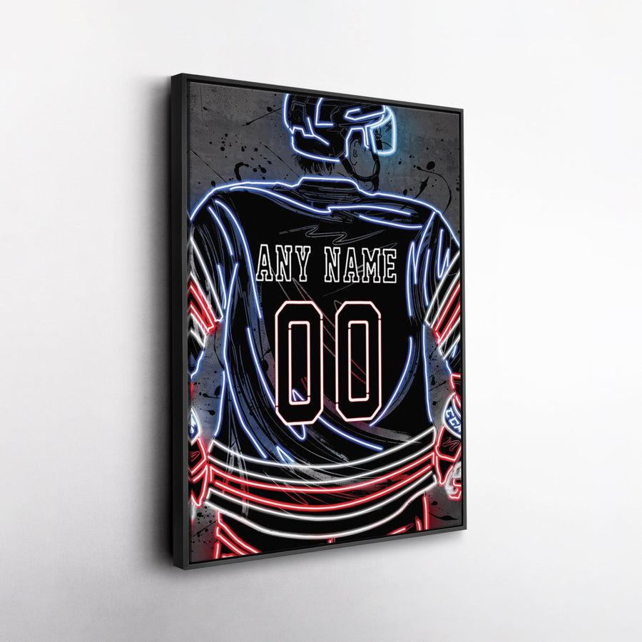 New York Rangers Custom Jersey Canvas | Neon Wall Art - CanvasNeon