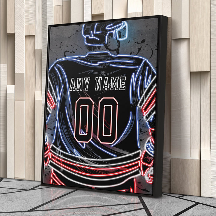 New York Rangers Custom Jersey Canvas | Neon Wall Art - CanvasNeon