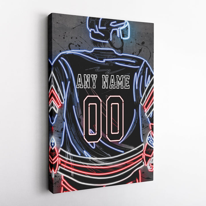 New York Rangers Custom Jersey Canvas | Neon Wall Art - CanvasNeon