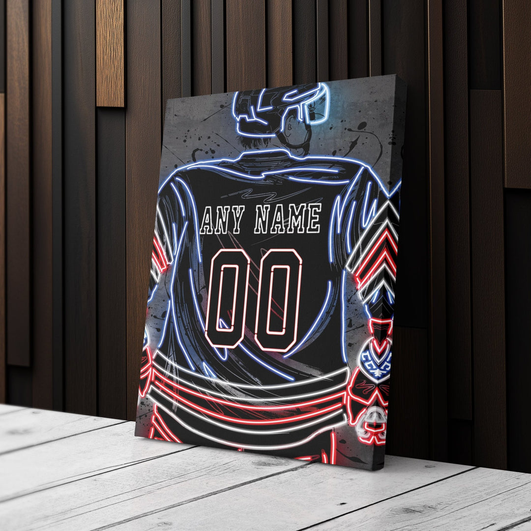 New York Rangers Custom Jersey Canvas | Neon Wall Art - CanvasNeon