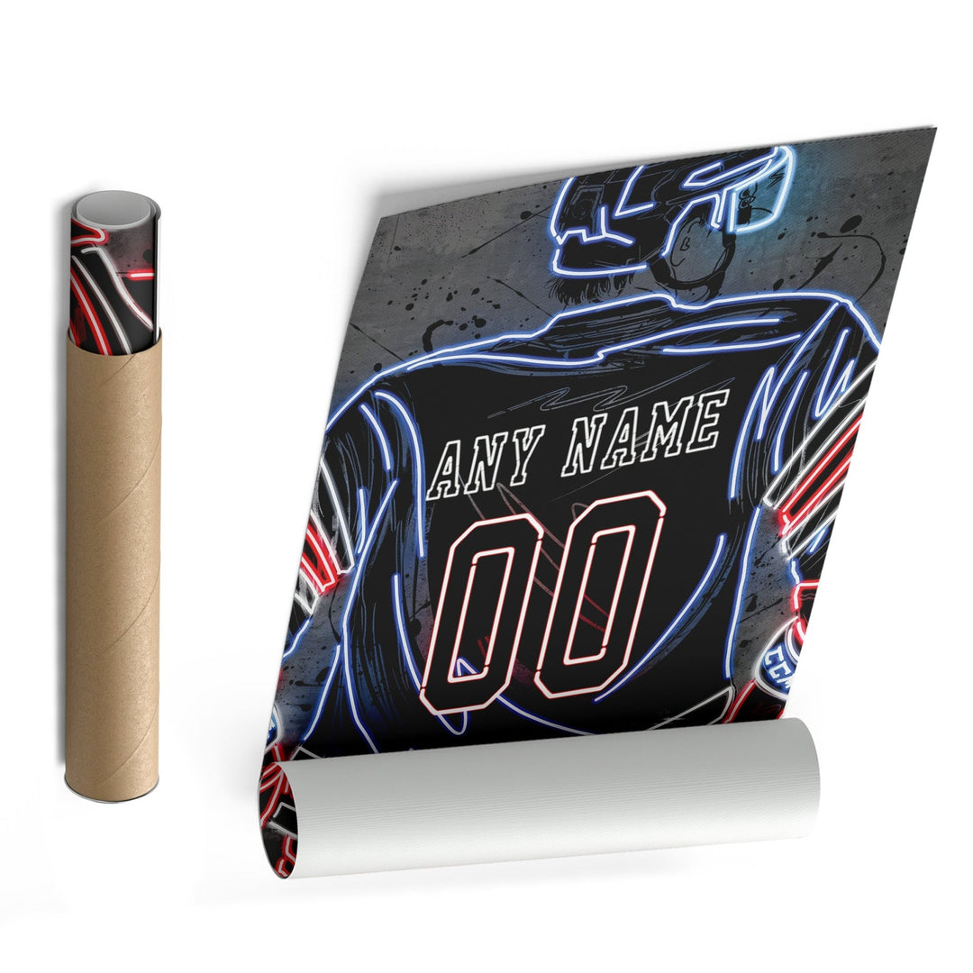 New York Rangers Custom Jersey Canvas | Neon Wall Art - CanvasNeon