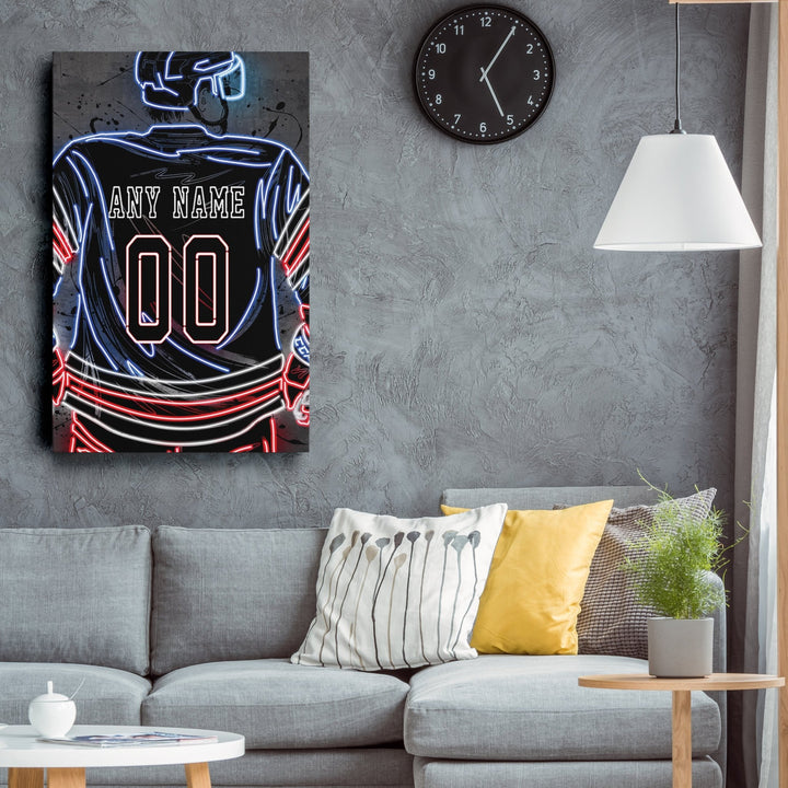 New York Rangers Custom Jersey Canvas | Neon Wall Art - CanvasNeon