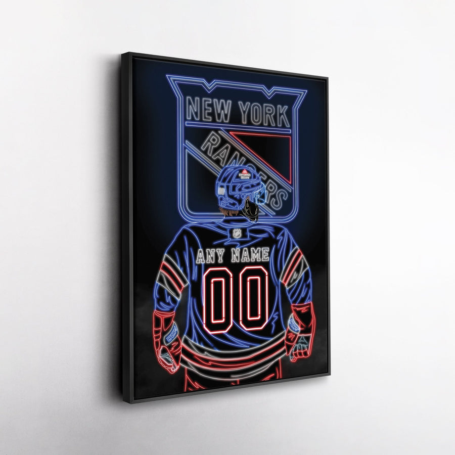New York Rangers Personalized Jersey Canvas | Neon Wall Art - CanvasNeon