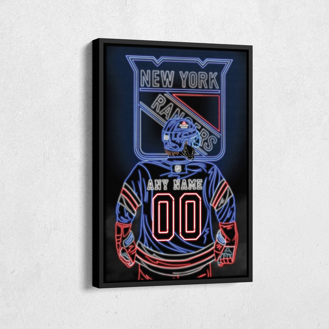 New York Rangers Personalized Jersey Canvas | Neon Wall Art - CanvasNeon