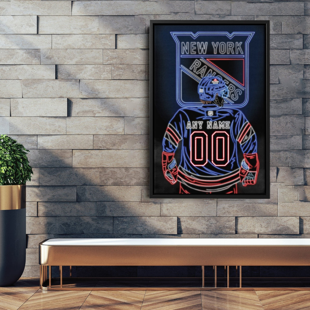 New York Rangers Personalized Jersey Canvas | Neon Wall Art - CanvasNeon