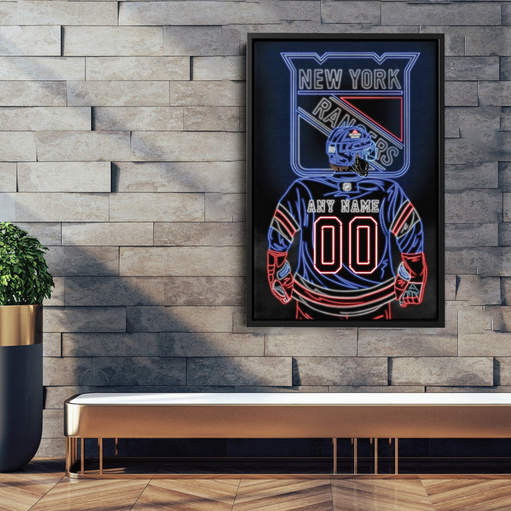 New York Rangers Personalized Jersey Canvas | Neon Wall Art - CanvasNeon