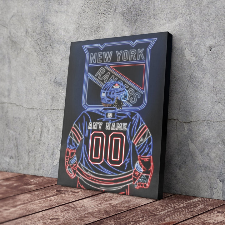 New York Rangers Personalized Jersey Canvas | Neon Wall Art - CanvasNeon