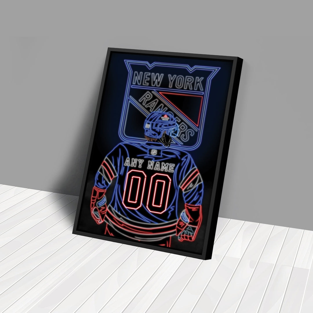 New York Rangers Personalized Jersey Canvas | Neon Wall Art - CanvasNeon