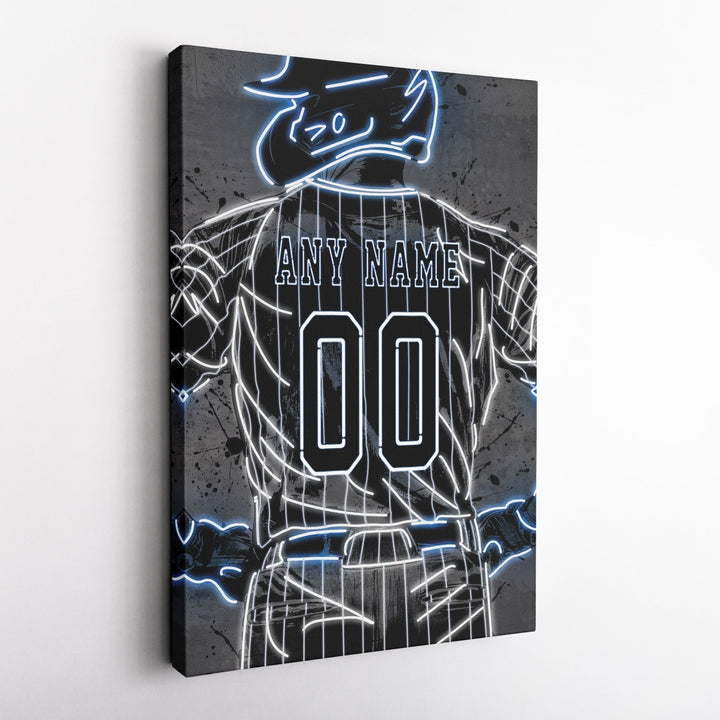 New York Yankees Custom Jersey Canvas | Neon Wall Art - CanvasNeon