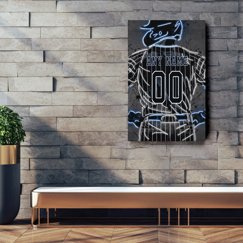 New York Yankees Custom Jersey Canvas | Neon Wall Art - CanvasNeon