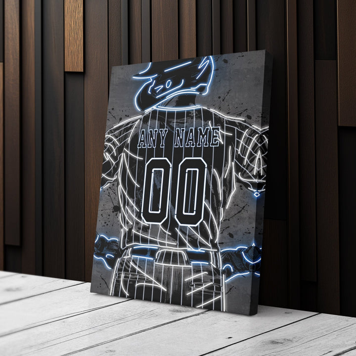 New York Yankees Custom Jersey Canvas | Neon Wall Art - CanvasNeon