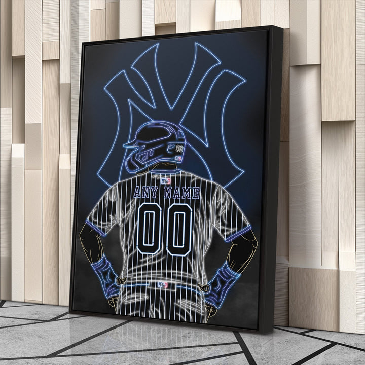 New York Yankees Personalized Jersey Canvas | Neon Wall Art - CanvasNeon