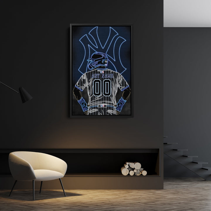 New York Yankees Personalized Jersey Canvas | Neon Wall Art - CanvasNeon