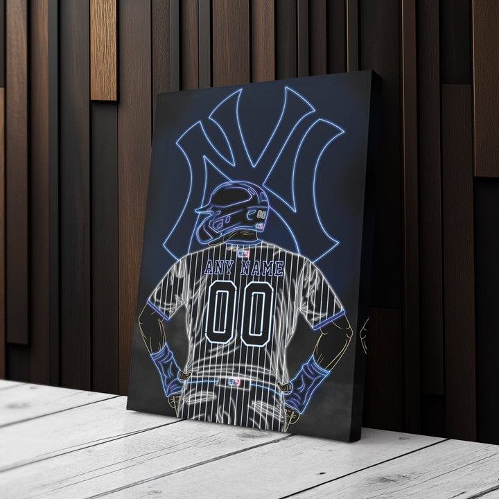 New York Yankees Personalized Jersey Canvas | Neon Wall Art - CanvasNeon