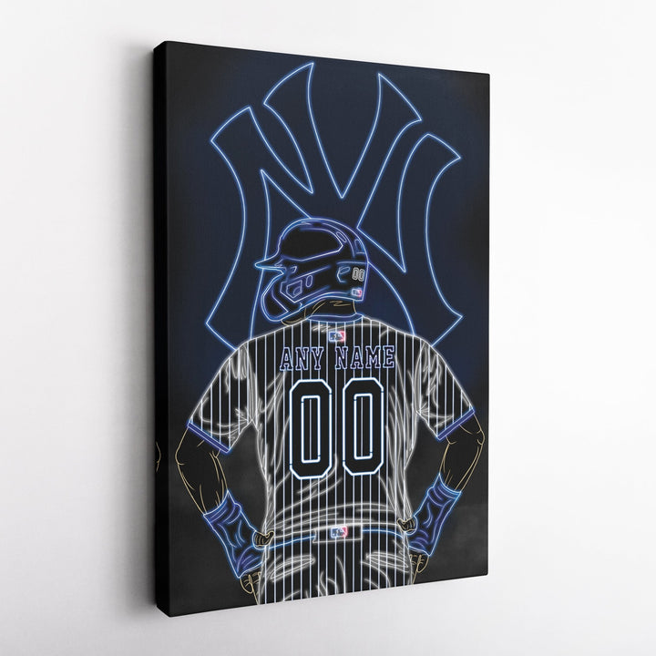 New York Yankees Personalized Jersey Canvas | Neon Wall Art - CanvasNeon