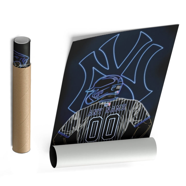 New York Yankees Personalized Jersey Canvas | Neon Wall Art - CanvasNeon