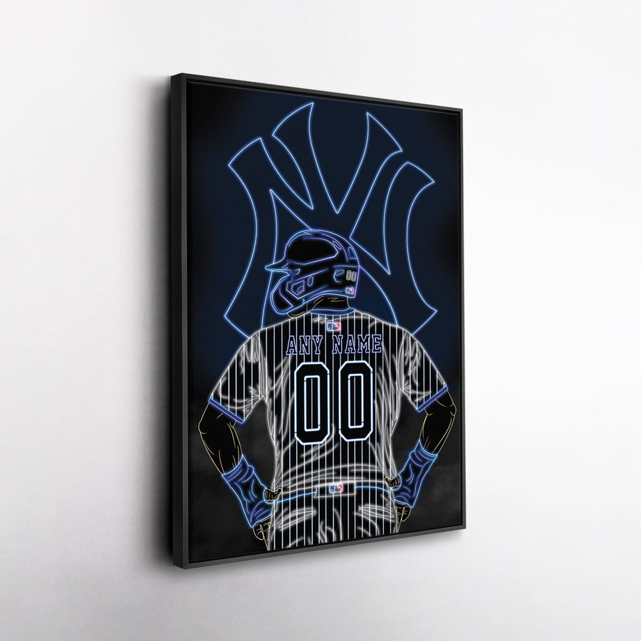 New York Yankees Personalized Jersey Canvas | Neon Wall Art - CanvasNeon