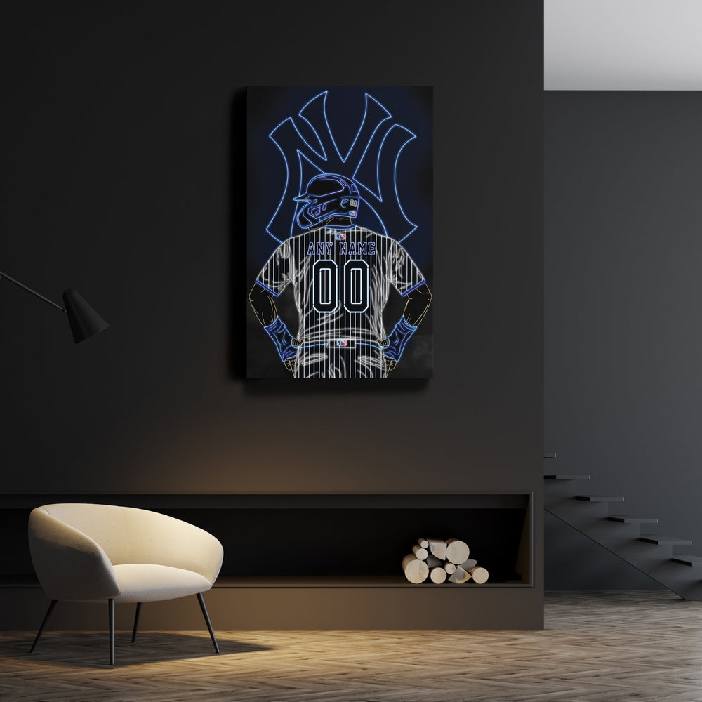 New York Yankees Personalized Jersey Canvas | Neon Wall Art - CanvasNeon
